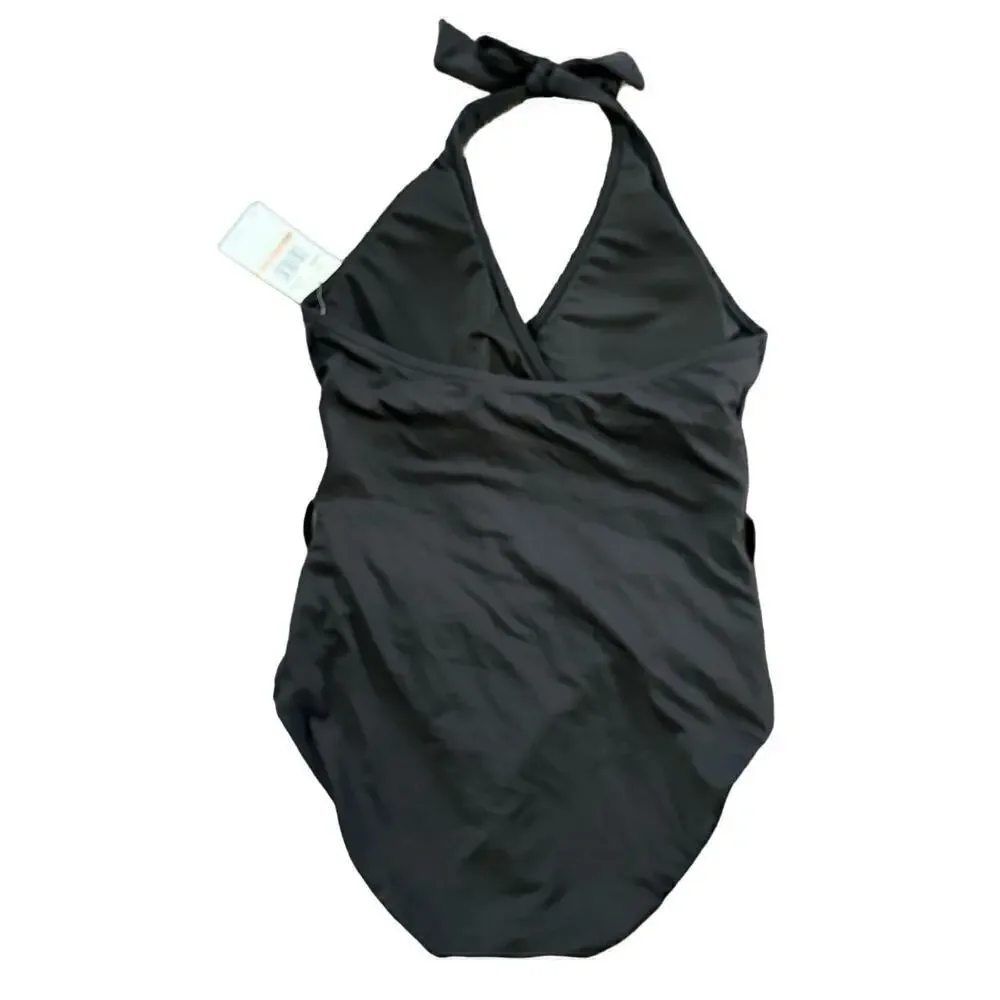 NWT Michael by Michael Kors One Piece Swimsuit Black Lightly Padded Size 12